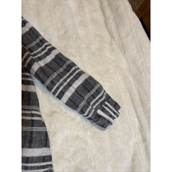 HABITAT Linen Button Down Womens Shirt Top Long Sleeve Black White‎ M - Picture 6 of 12